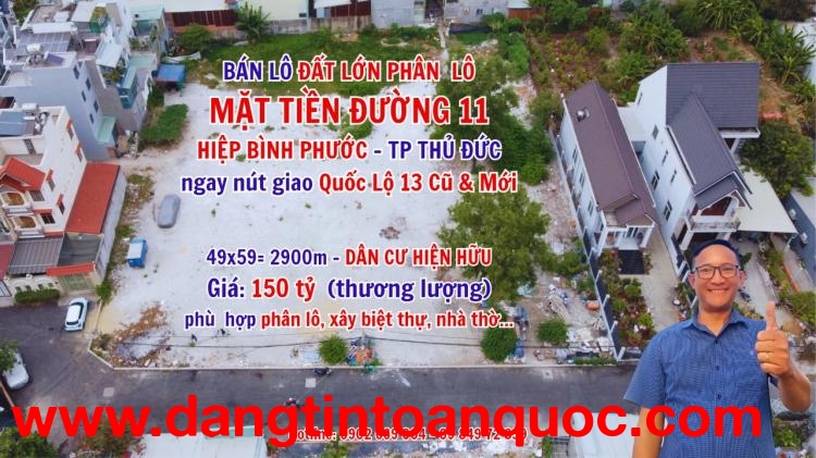 Bán Lô Đất Lớn Mặt Tiền Đường Số 11, Hiệp Bình Phước,  Thành Phố Thủ Đức