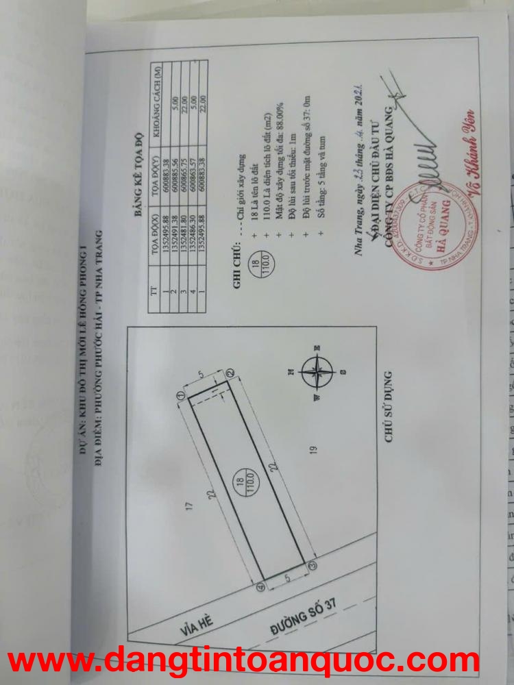 CHÍNH CHỦ. Bán Nhanh Lô Đất. Tại TP Nha Trang, Khánh Hòa