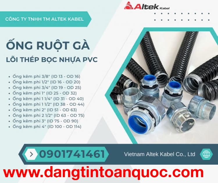 Ống ruột gà lõi thép bọc nhựa pvc, ống kẽm đàn hồi phi 3 (ID 75- OD 90)