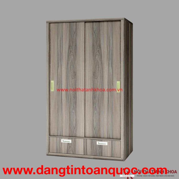 Tủ Quần Áo Cửa Lùa Gỗ MDF Màu Nâu Vân Gỗ Giá Rẻ