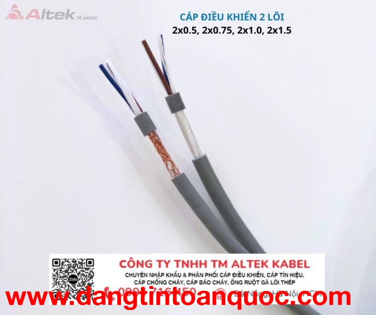 Cáp Điện 2 Lõi Altek Kabel, 0.5, 0.75, 1.0, 1.5 Mm2 