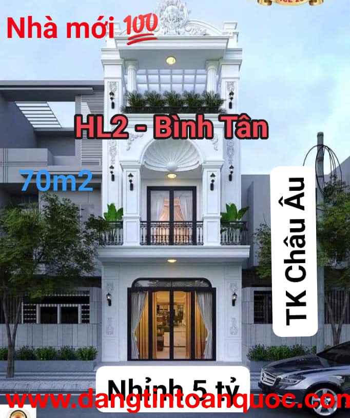 NHÀ MỚI HƯƠNG LỘ 2 - BÌNH TÂN - 3 TẦNG - 70M2 - 5 TỶ XÍU