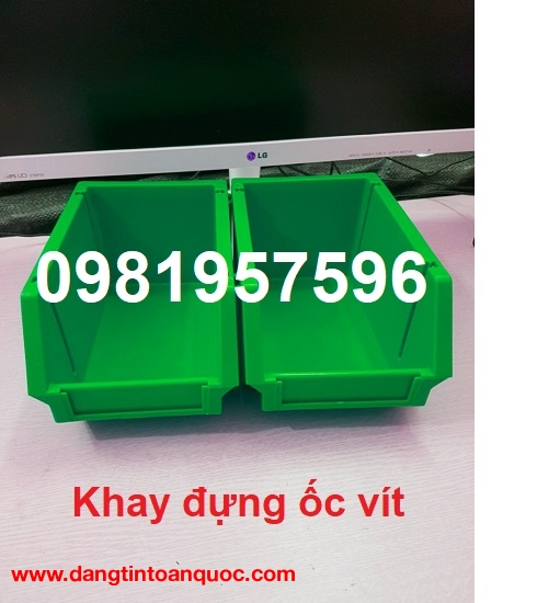 Khay nhựa đựng ốc vít là dòng khay nhựa đựng linh kiện, vát một đầu, có tắc kê chồng tầng