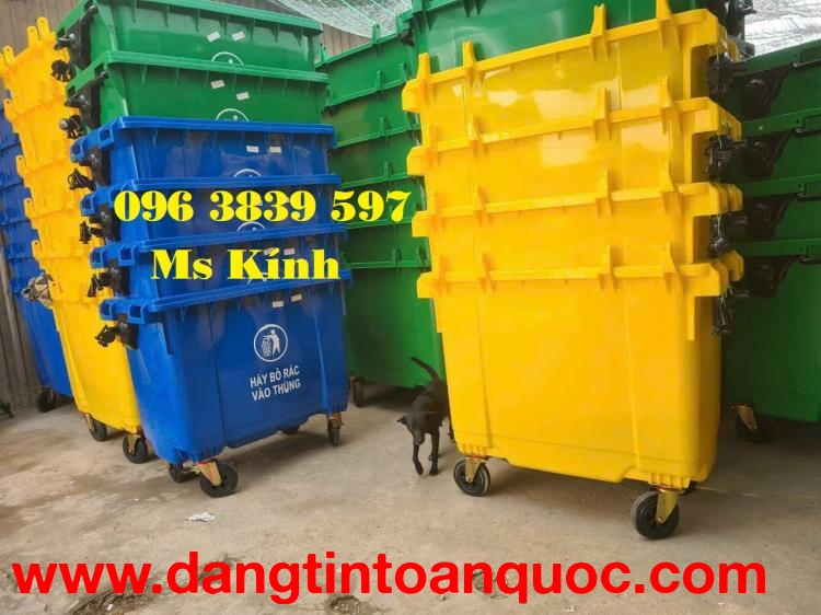 Thùng rác nhựa 660 lít, kho sỉ thùng rác công cộng giá rẻ