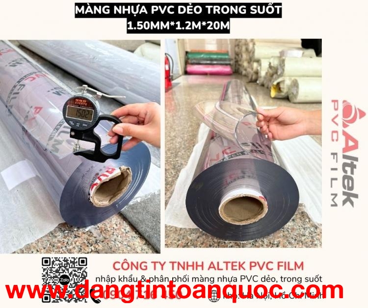 Màng Nhựa PVC Dẻo Trong Suốt dày 1.5mm Hà Nội, Hồ Chí Minh