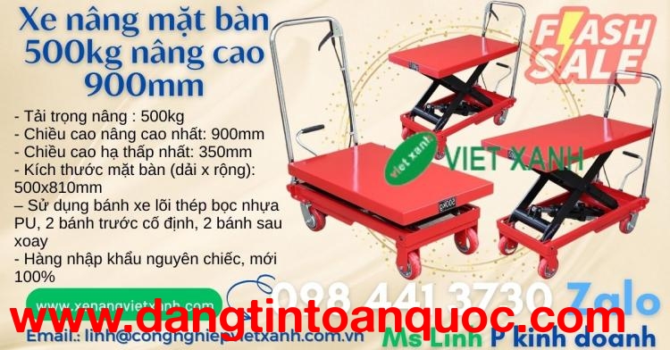 Xe nâng mặt bàn 500kg Dùng nâng hạ chậu cây cản