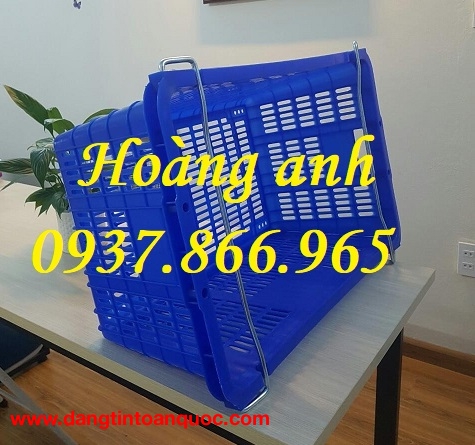 Sóng nhựa quai sắt, sọt nhựa HS011, sọt đựng thanh long, sọt đựng thực phẩm để phân loạ