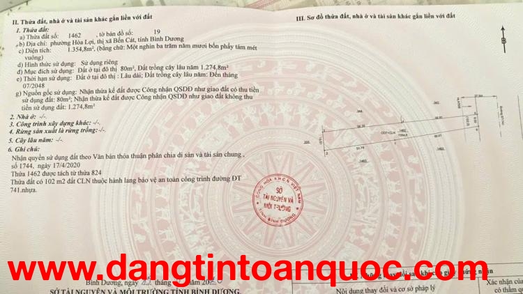 ĐẤT ĐẸP – GIÁ TỐT – CHÍNH CHỦ CẦN BÁN Lô Đất MẶT TIỀN DT741 Mỹ Phước, Bến Cát, Bình Dương