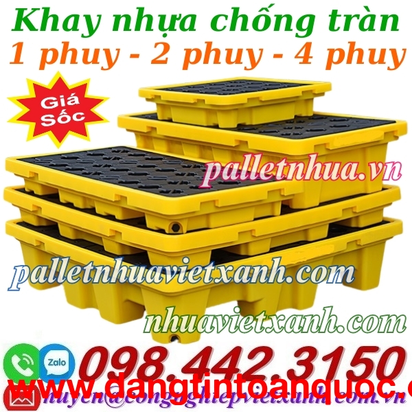 Khay nhựa chống tràn 1 phuy - 2 phuy - 4 phuy