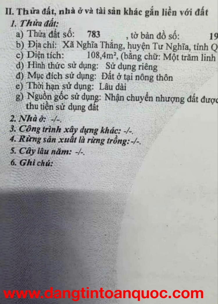 Đất Đẹp - Giá Tốt - Chính Chủ Cần Bán nhanh lô đất vị trí đẹp tại huyện Tư Nghĩa, tỉnh Quảng Ngãi