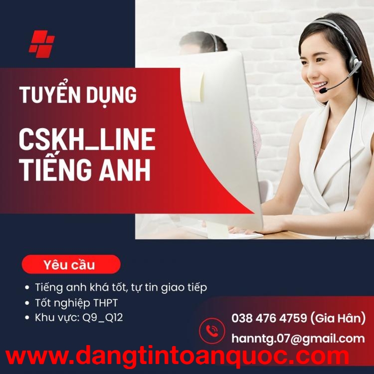 Tuyển dụng Chăm sóc khách hàng_line Tiếng anh tại Hồ Chí Minh