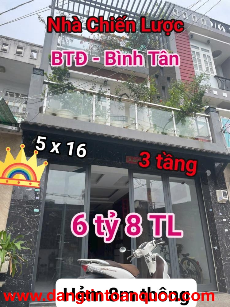 NHÀ 3 TẦNG 80M2 - 5X16 - CHIẾN LƯỢC - BÌNH TÂN - NHỈNH  6 TỶ 5