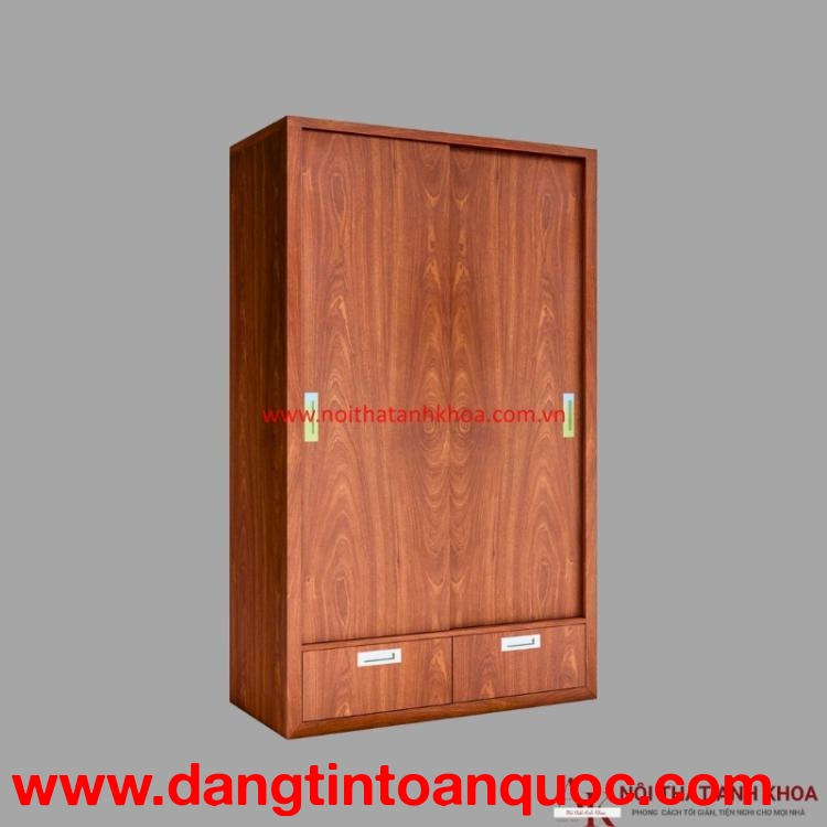 Tủ Quần Áo Cửa Lùa Gỗ MDF Màu Xoan Giá Rẻ