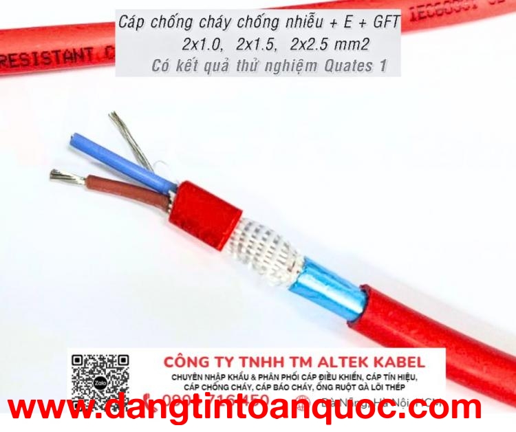 Day cấp nguốn tín hiệu chống cháy chống nhiễu 2x1.0 Altek Kabel 