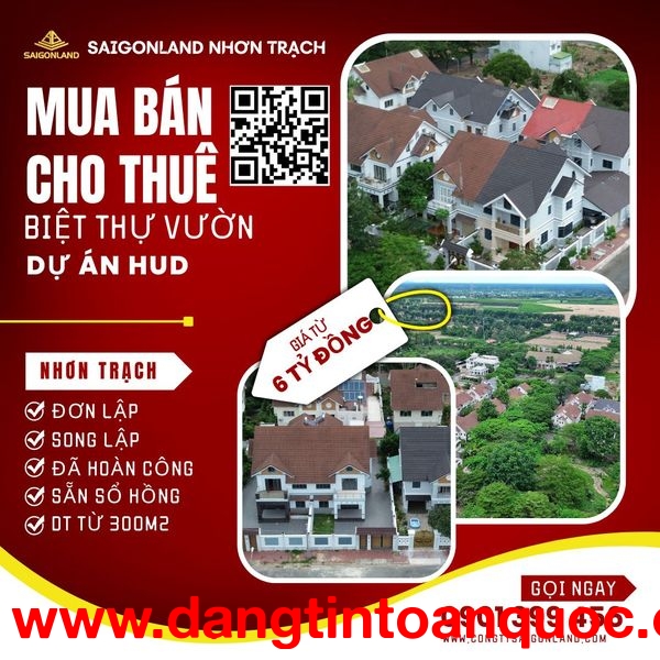 Saigonland nhận Ký Gửi - Mua Bán đất nền dự án HUD và XDHN sổ sẵn  tại Nhơn Trạch Đồng Nai.