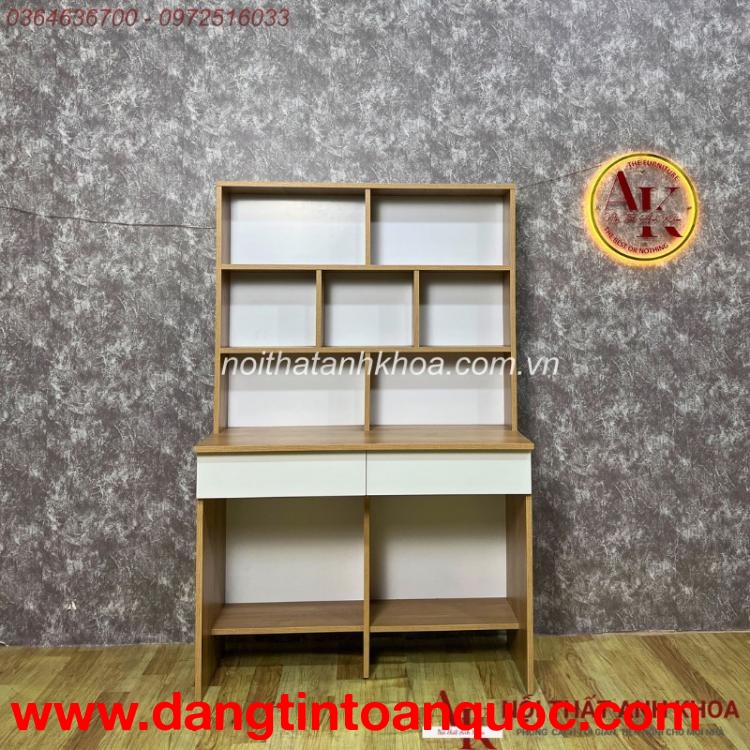 Bàn Học Sinh Gỗ MDF Thiết Kế Đẹp Kèm Kệ Sách Tiện Lợi