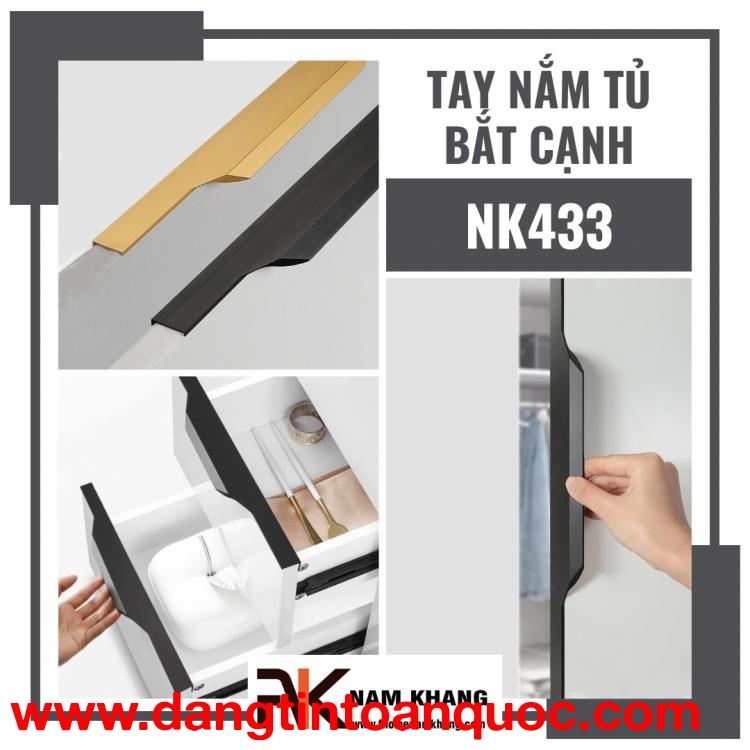 Tay nắm tủ dạng thanh dài bắt cạnh NK433 | Zalo 0901 196 552