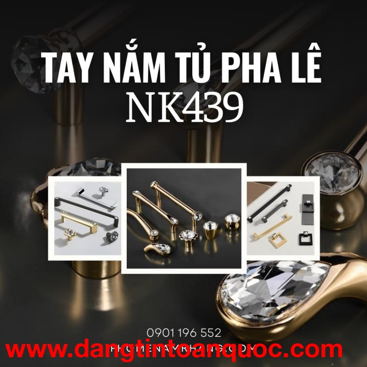 BST tay nắm tủ kết hợp đá pha lê cao cấp NK439 | Zalo 0901 196 552