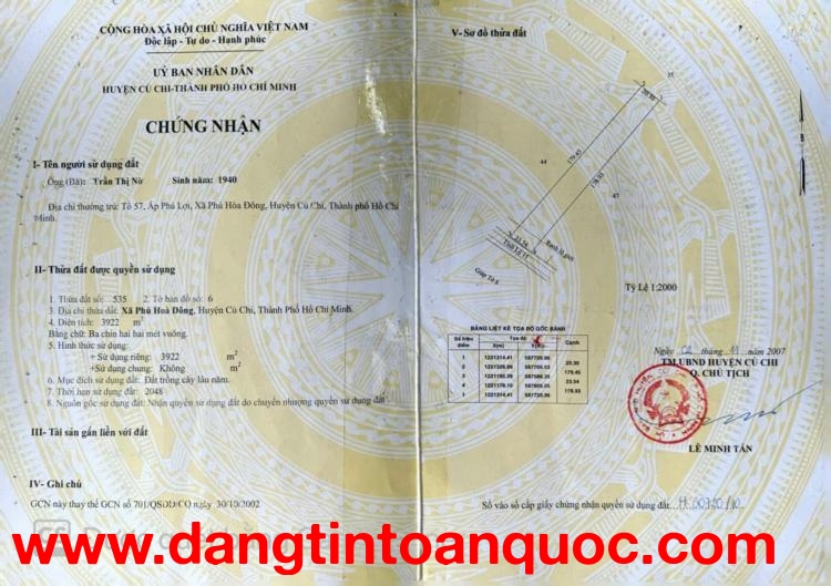 Chính Chủ Cần Bán Nhanh Lô Đất Mặt Tiền Tỉnh Lộ 15, Xã Phú Hoà Đông, Củ Chi