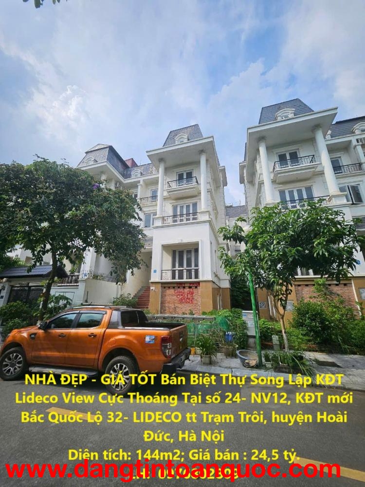 NHÀ ĐẸP - GIÁ TỐT Bán Biệt Thự Song Lập KĐT Lideco View Cực Thoáng Tại TT Trạm Trôi, Hoài Đức, Hà Nộ