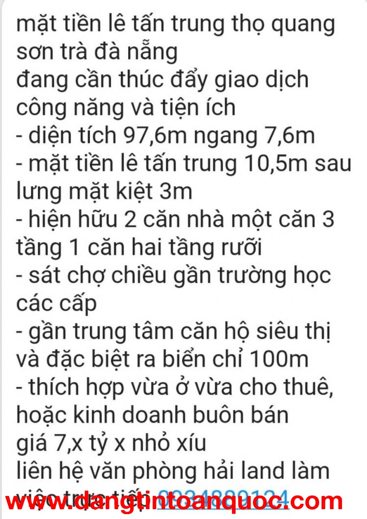 Bán nhanh 2 căn nhà vị trí cực đẹp tại Sơn Trà – 97,6m2 - SHR – chỉ 7,x tỷ. Lh:0934889124