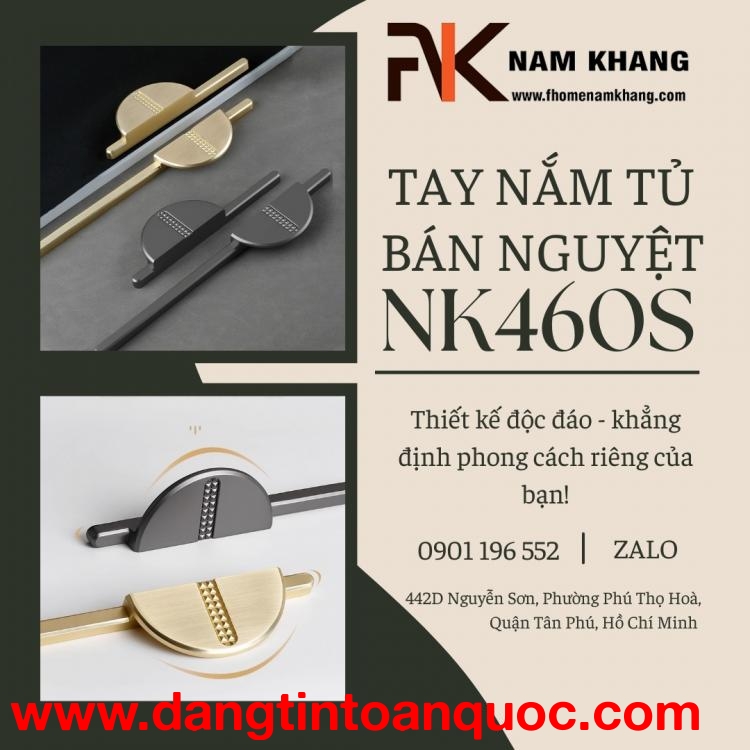 Tay nắm tủ cao cấp dạng bán nguyệt NK460S | Zalo 0901 196 552