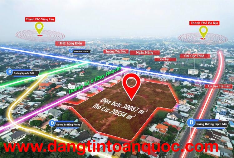 Chuyển nhượng đất dự án nhà phố 30,000 m2 đã CMĐ 20,544 m2 ODT ngay TTHC Bà Rịa-Vũng Tàu