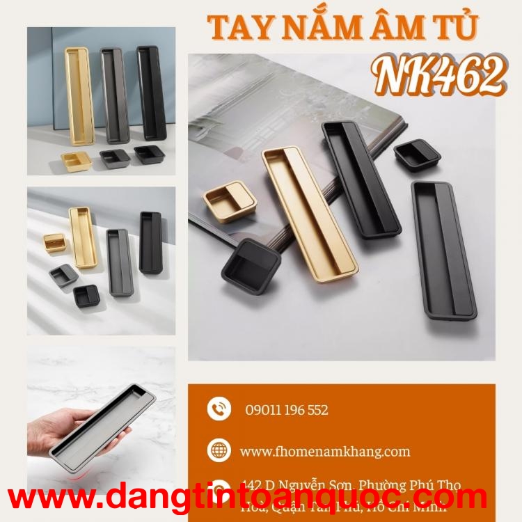 Tay nắm âm tủ cao cấp thiết kế trơn NK462 | Zalo 0901 196 552