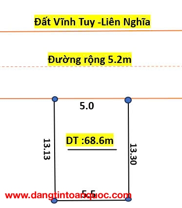 Bán đât vĩnh tuy liên nghĩa  thông số đẹp không tỳ vết diện tích 68.6m nở hậu giá đầu tư