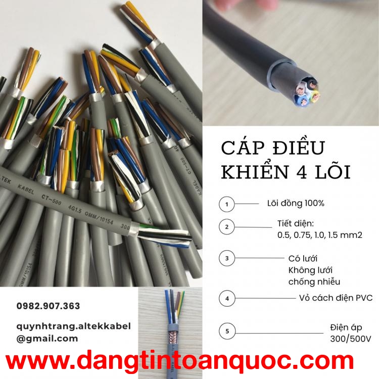 Cáp điều khiển 4 lõi, cáp truyền tín hiệu 4 lõi Altek Kabel