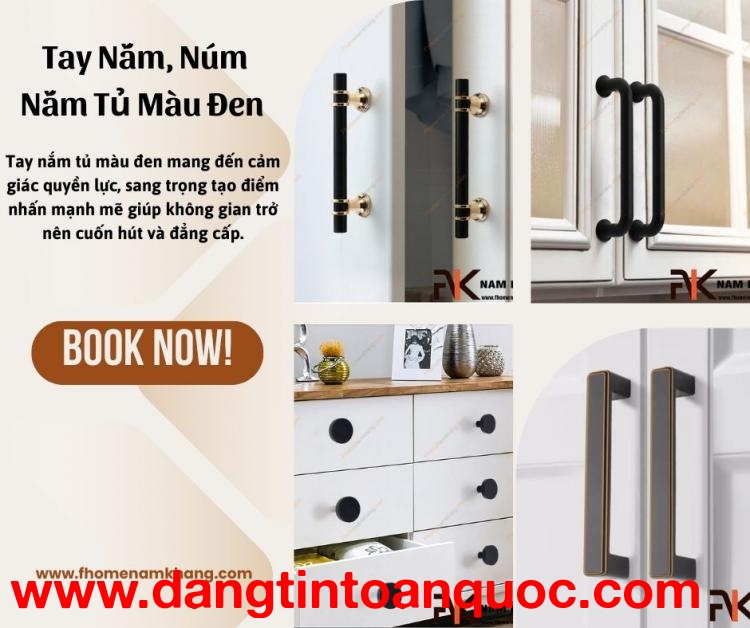 Tay Nắm, Núm Nắm Tủ Màu Đen Quyền Lực, Sang Trọng 