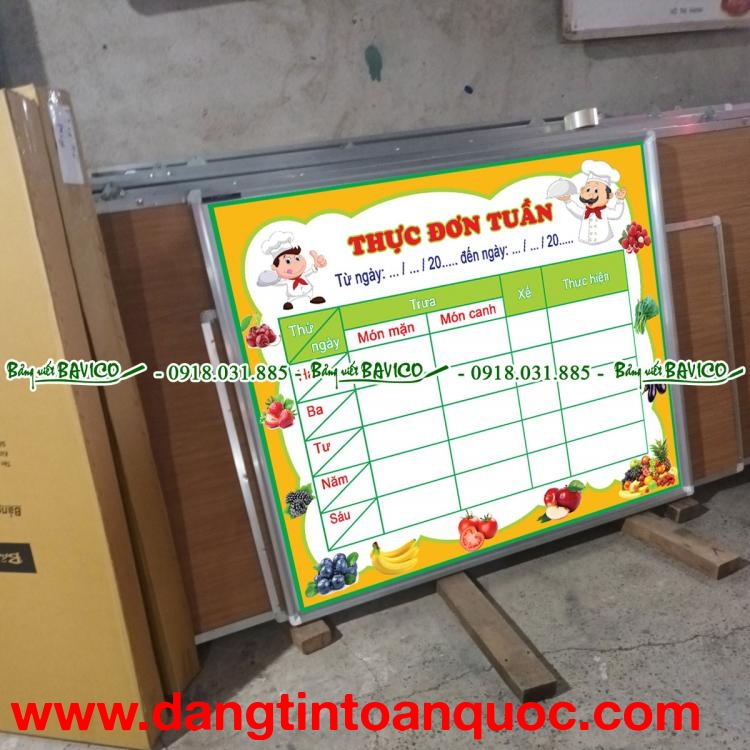  Bảng thực đơn cho trường mầm non 