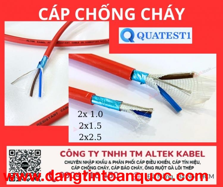 Cáp nguốn chống cháy 2x1.0, 2x1.5, 2x2.5 Altek Kabel