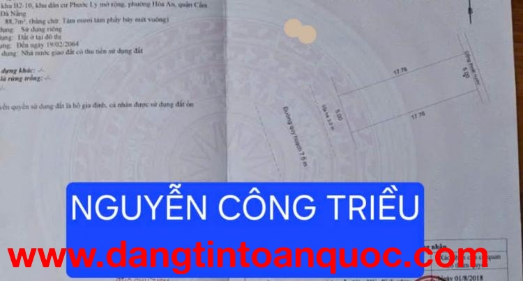 Bán đất 2 Lô liền kề đường Nguyễn Công Triều - Gần bến xe TT thành phố