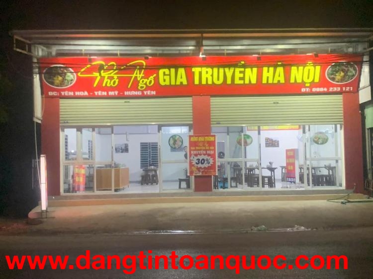 !! SOS ** CHÍNH CHỦ CẦN SANG NHƯỢNG QUÁN PHỞ ĐANG KINH DOANH ỔN ĐỊNH TẠI YÊN HÒA, YÊN MỸ, HƯNG YÊN