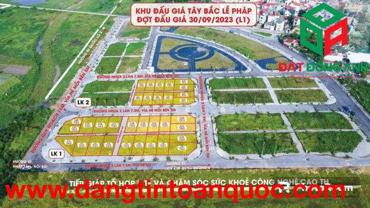 ĐẤT ĐẤU GIÁ TÂY BẮC LỄ PHÁP, TIÊN DƯƠNG, ĐÔNG ANH giá 13Xtr/m