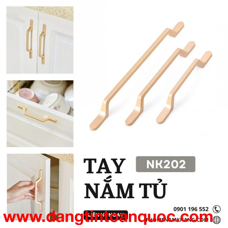 Tay nắm tủ cao cấp thiết kế vuông trơn NK202 | Zalo 0901 196 552