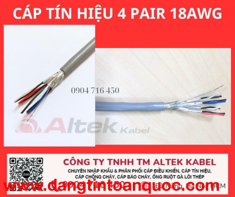 Cáp tín hiệu âm thanh 18awg 4 pair Altek Kabel 