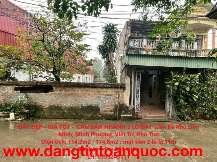 ĐẤT ĐẸP – GIÁ TỐT -  CẦN BÁN NHANH 2 LÔ ĐẤT  Liền Kề Khu Liên Minh, Minh Phương, Việt Trì, Phú Thọ