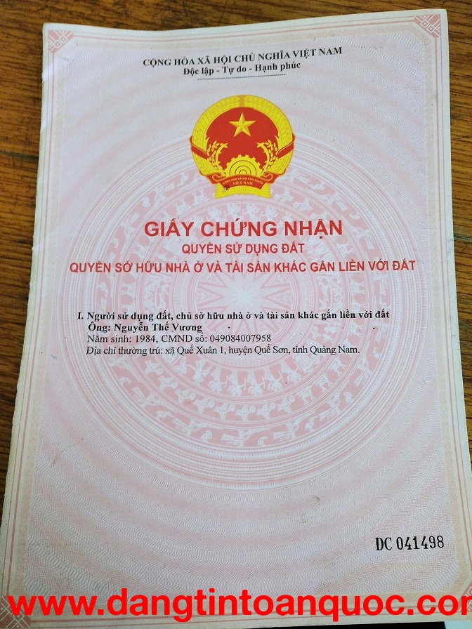 Chính chủ bán lô đất thổ cư lô vuông tại xã Quế Phú, Huyện Quê Sơn.