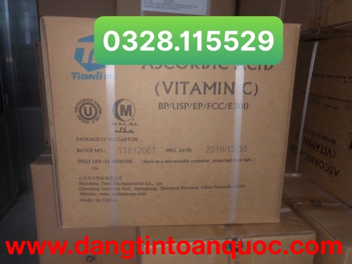 Vitamin C nguyên liệu, Ascorbic Acid, tăng sức đề kháng, bổ sung thức ăn vật nuôi