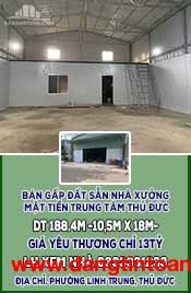 Chính Chủ Bán Gấp Đất Sẵn Nhà Xưởng Mặt Tiền Trung Tâm Thủ Đức