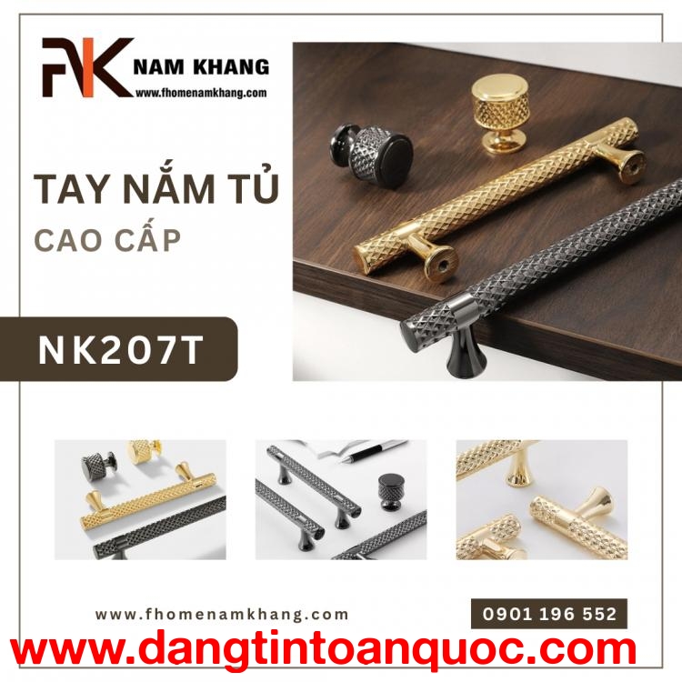 Tay nắm tủ cao cấp dạng thanh bóng NK207T | Zalo 0901 196 552