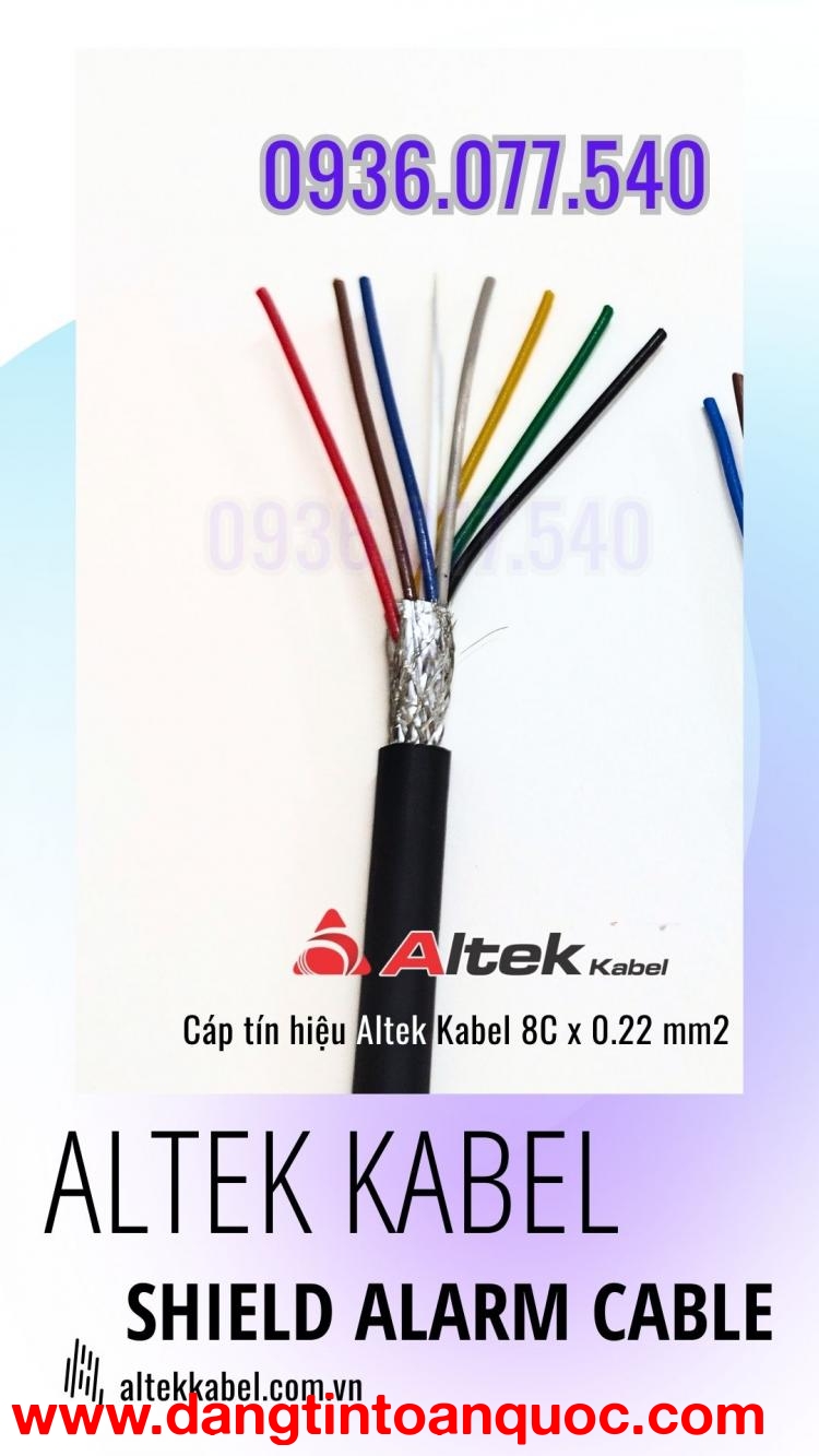 Cáp tín hiệu Altek Kabel 8 x 0.22 mm2 - CTH 8C x 0.22 mm2 - Shield Alarm Cable