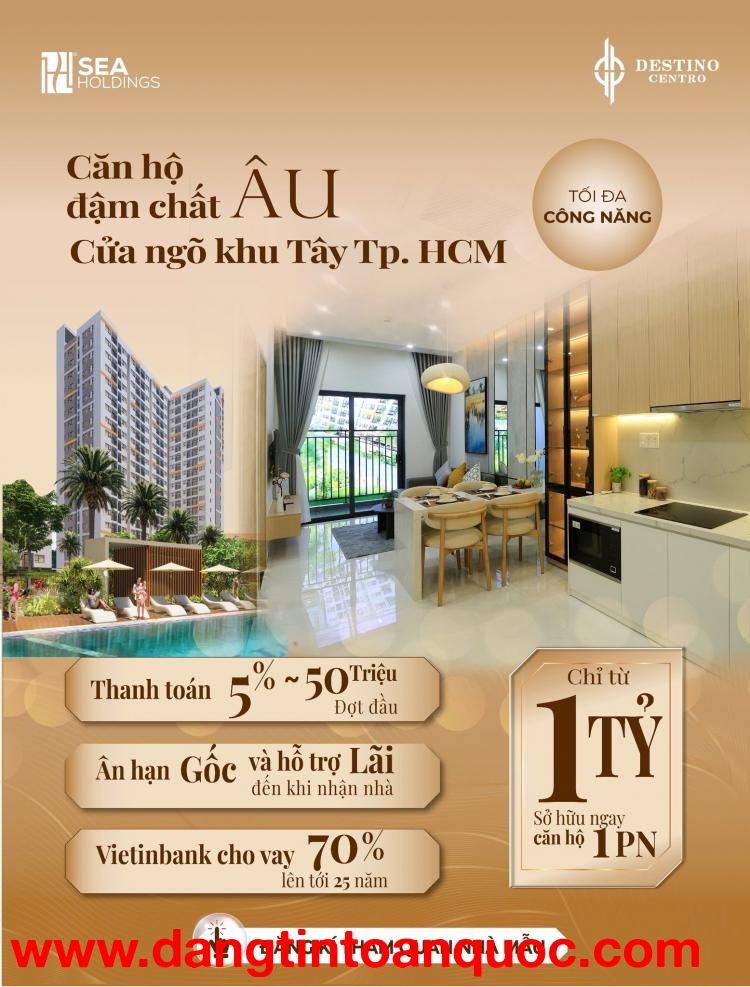 Căn hộ cao cấp, giá tốt ngay mặt tiền Quốc Lộ 1A trả góp 6 triệu!