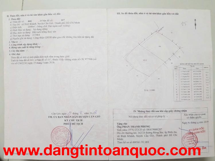 CHÍNH CHỦ CẦN BÁN LÔ ĐẤT ĐÓN ĐẦU CẦU BÌNH KHÁNH-HUYỆN CẦN GIỜ- TPHCM