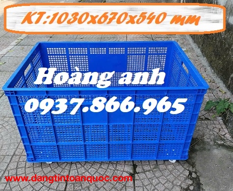 Sọt nhựa có bánh xe, sóng nhựa hở, sóng kẻ to, sọt nhựa, sọt nhựa đẩy hàng