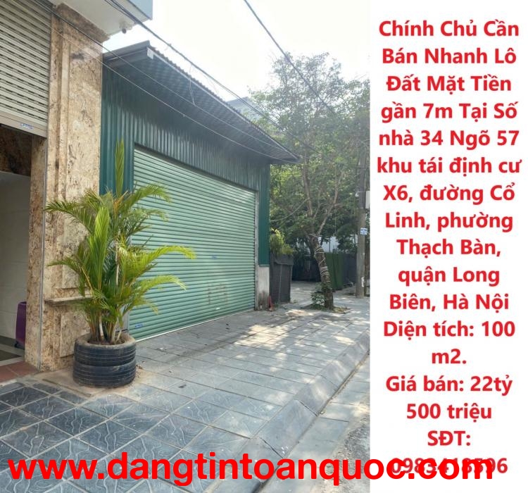 Chính Chủ Cần Bán Nhanh Lô Đất Mặt Tiền gần 7m Tại Phường Thạch Bàn, Quận Long Biên, tp Hà Nội