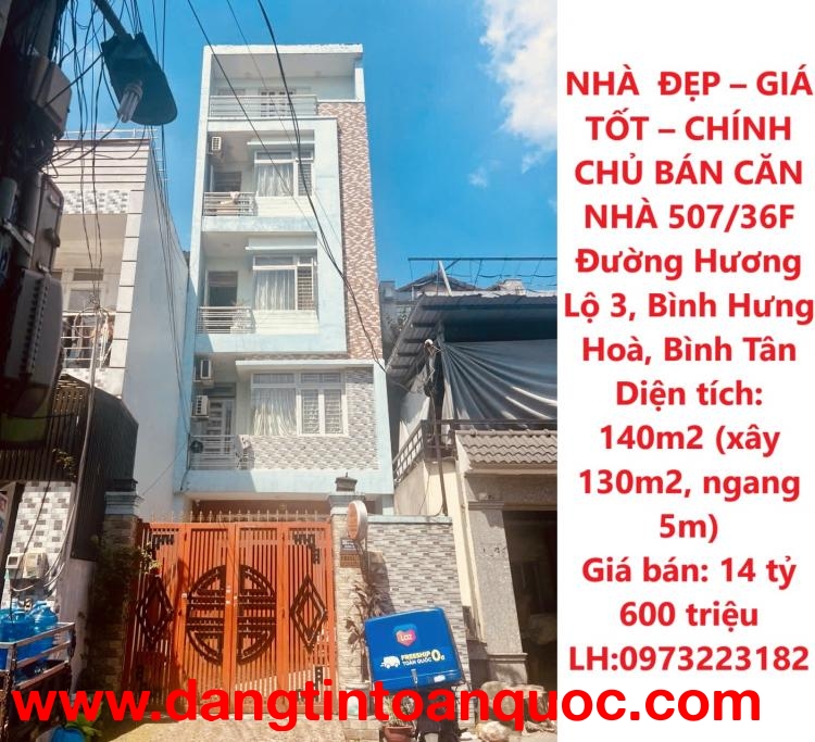 NHÀ  ĐẸP – GIÁ TỐT – CHÍNH CHỦ BÁN CĂN NHÀ 507/36F Đường Hương Lộ 3, Bình Hưng Hoà, Bình Tân