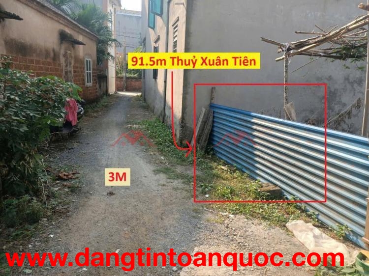 BÁN LÔ ĐẤT GIÁ ĐẦU TƯ 1TY9 ĐẤT TẠI THỦY XUÂN TIÊN-CHƯƠNG MỸ D/T:91,5M